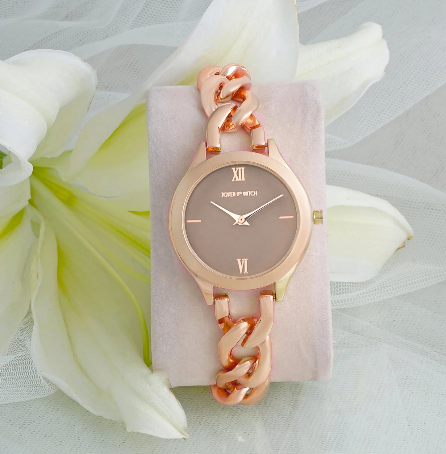 VEGAS TAUPE DIAL ROSE GOLD METALLIC WATCH