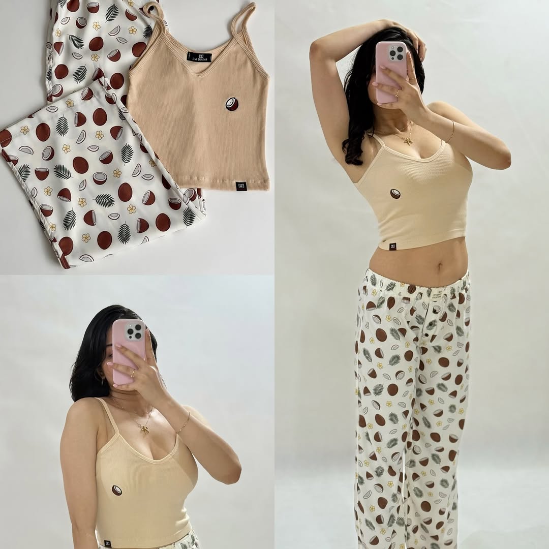 Themed Lounge Set: Tank Top and Pajama Pants".