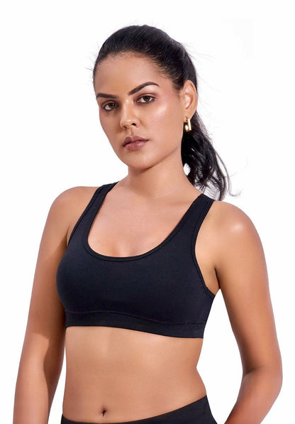 Women Sports Non Padded Bra (Black)