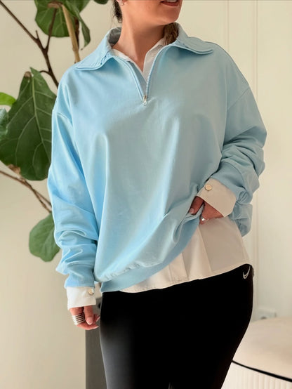 Women’s Oversized Sweatshirt with Half-Zip Collar