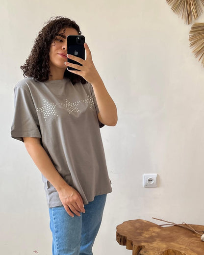 Women’s  Casual T-Shirt –, Round Neck, Half Sleeve,