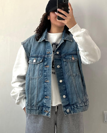 Girl's hafe sleeve denim  color