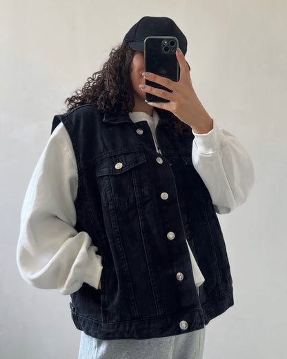 Girl's hafe sleeve denim black color