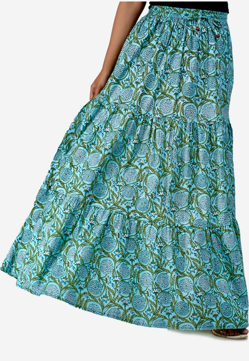 Women Floral Print A-line Light Blue