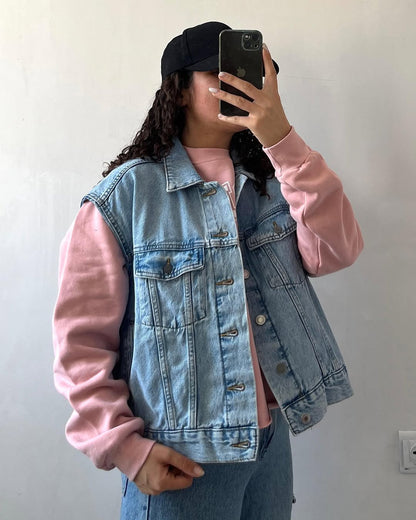 Girl's hafe sleeve denim  color