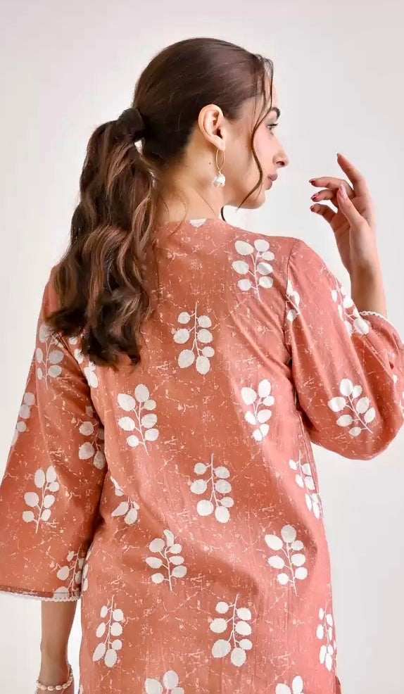 Rustorange Floral Printed Pure Cotton Kurti