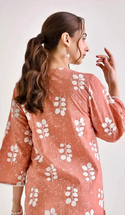 Rustorange Floral Printed Pure Cotton Kurti