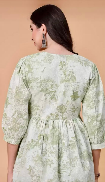 God Bless Floral Printed Pure Cotton Peplum Top