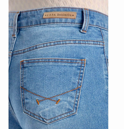 Whiskered Stone Wash Light Blue Jeans