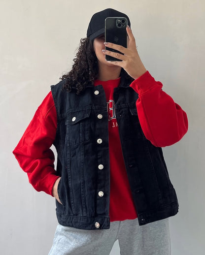 Girl's hafe sleeve denim black color