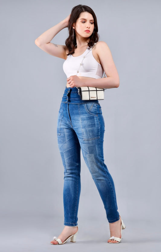 Blue Slim Fit High Rise Rhysley Women's Fashion Jeans