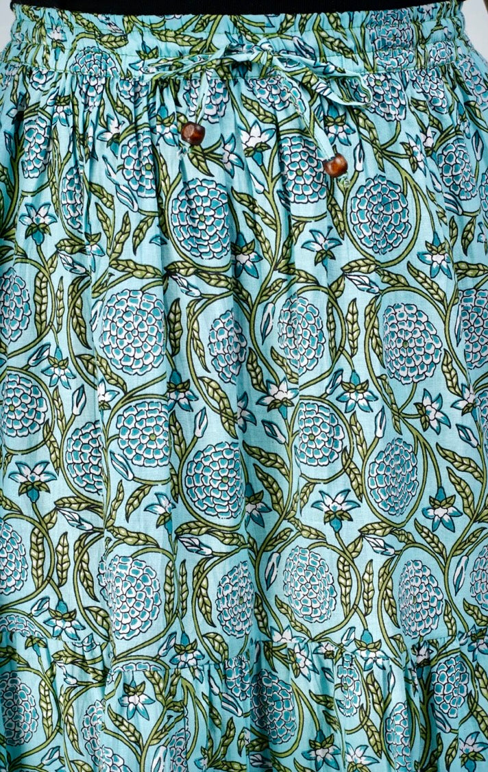 Women Floral Print A-line Light Blue