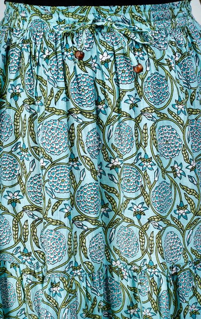 Women Floral Print A-line Light Blue