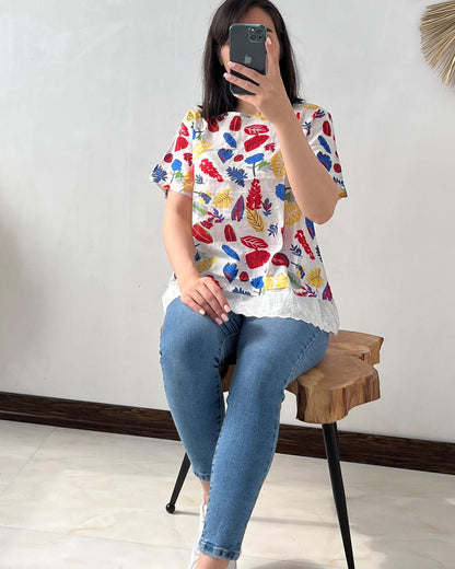 Women’s  Casual T-Shirt –, Round Neck, Half Sleeve,