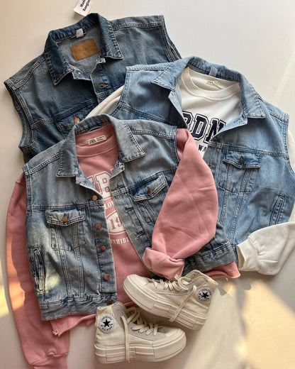 Girl's hafe sleeve denim  color