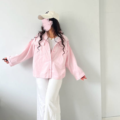 Women long sleeve denim shirt multiple color