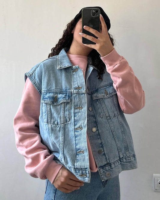 Girl's hafe sleeve denim  color