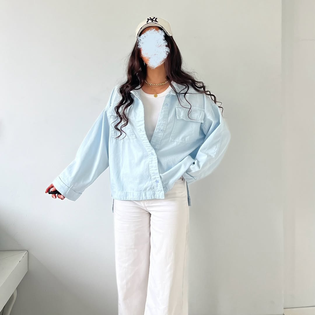 Women long sleeve denim shirt multiple color