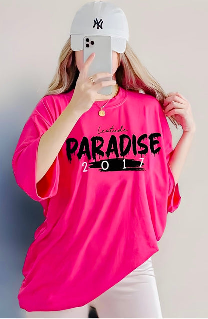 Pink Round Neck Cotton Oversized T-Shirts