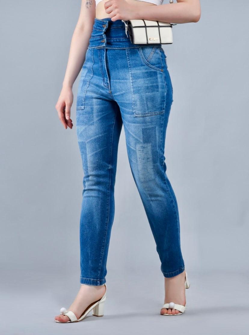 Blue Slim Fit High Rise Rhysley Women's Fashion Jeans