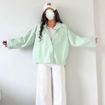 Women long sleeve denim shirt multiple color