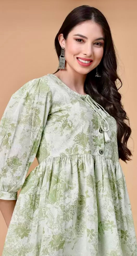 God Bless Floral Printed Pure Cotton Peplum Top