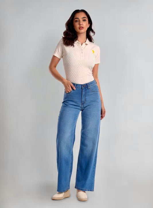 U.S. POLO ASSN. Wide Leg Stone Wash Jeans