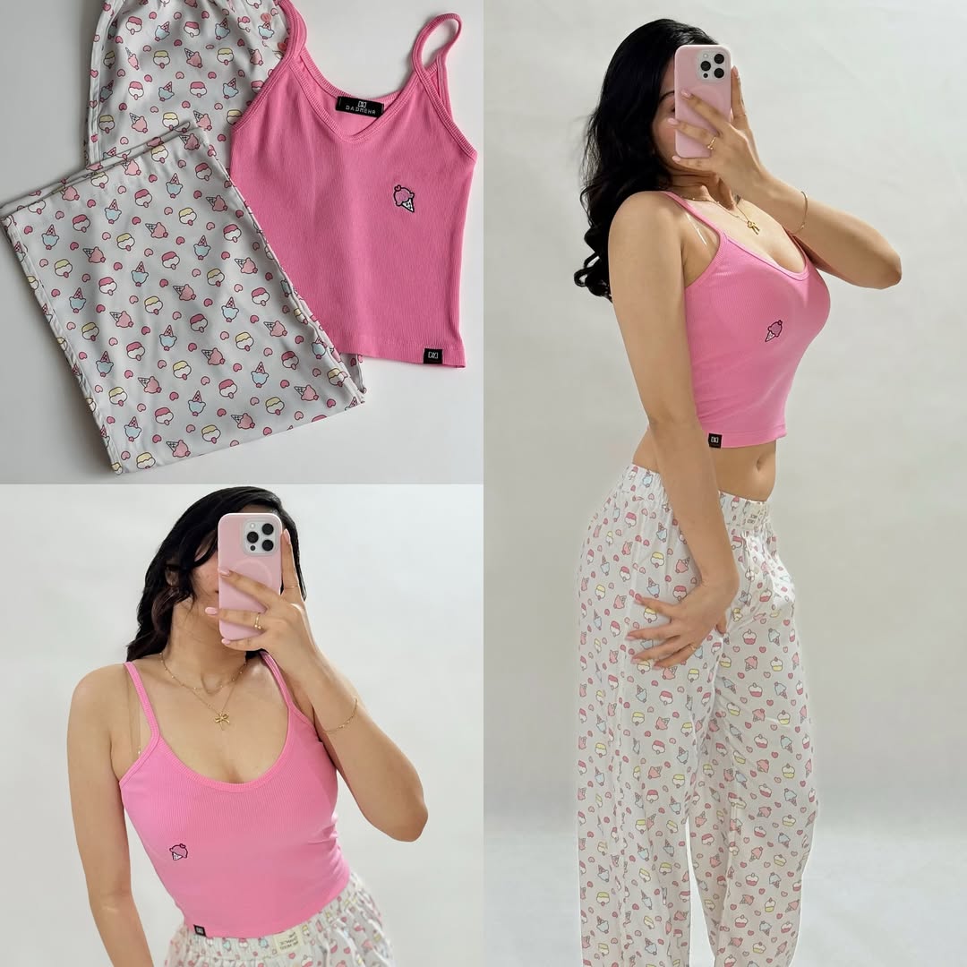 Themed Lounge Set: Tank Top and Pajama Pants".