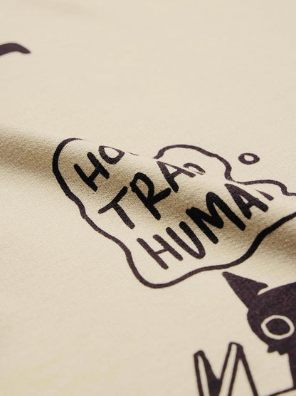 Cat Displaced Women and Girls Short Sleeves Round Neck Brown Graphic Printed CottonOversized T-Shirts