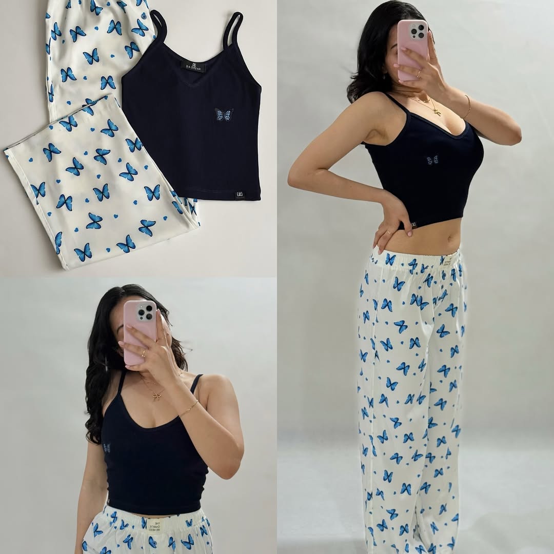 Themed Lounge Set: Tank Top and Pajama Pants".