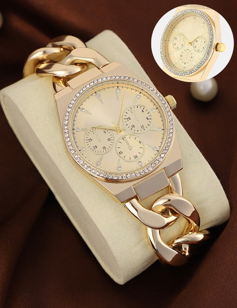 The Three-Dial Chunkylink Cushion Watch