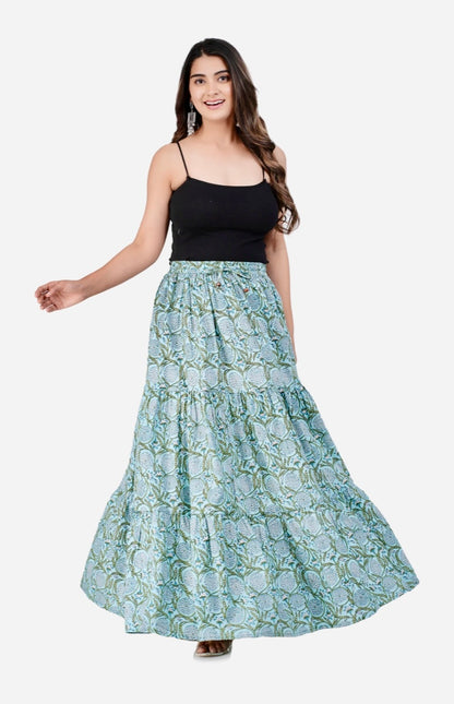 Women Floral Print A-line Light Blue