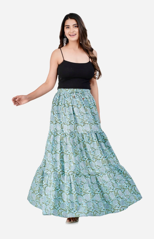 Women Floral Print A-line Light Blue