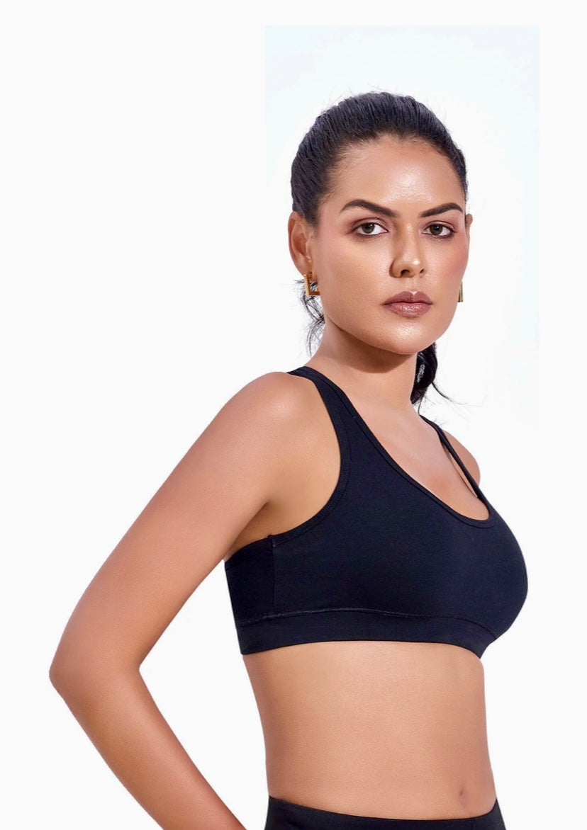 Women Sports Non Padded Bra (Black)