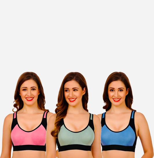 Pack of 3 Women Sports Lightly Padded Bra