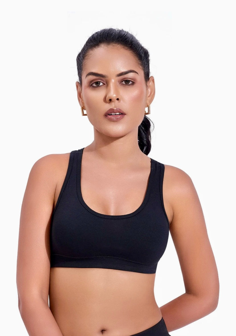 Women Sports Non Padded Bra (Black)