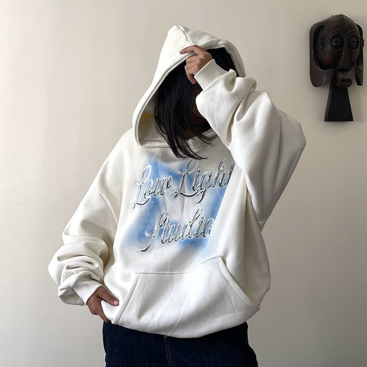 Oversized stylish white hoodie for girls