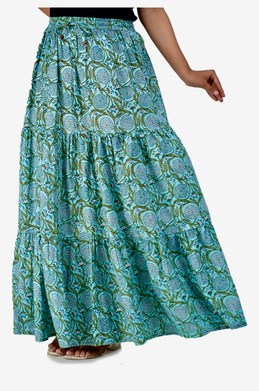 Women Floral Print A-line Light Blue