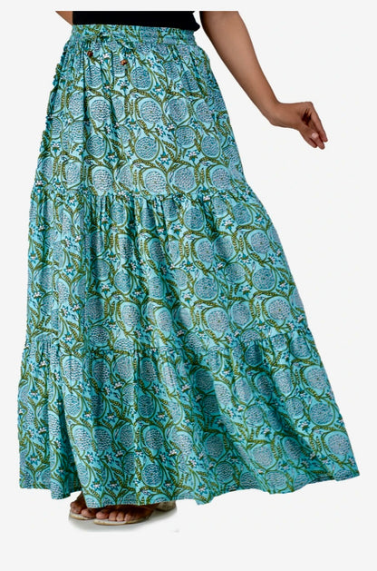 Women Floral Print A-line Light Blue