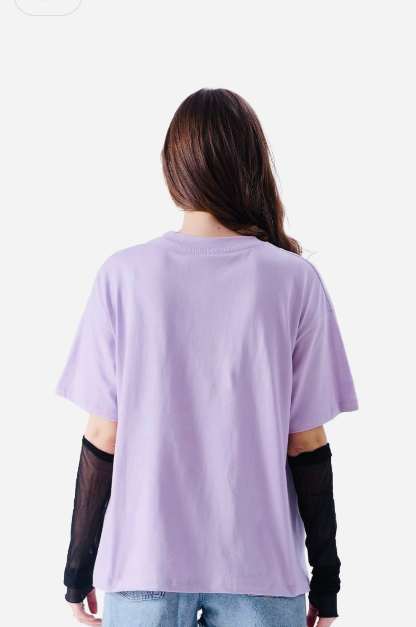 Wednesday: Zero Hugs Given Womens and Girls Oversized fit Graphic Printed Half Cotton Lavender Color Women Oversized T-Shirts Oversized T Shirts for Women