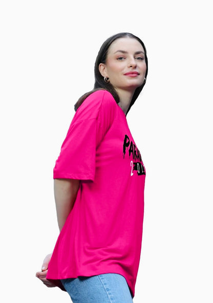 Pink Round Neck Cotton Oversized T-Shirts