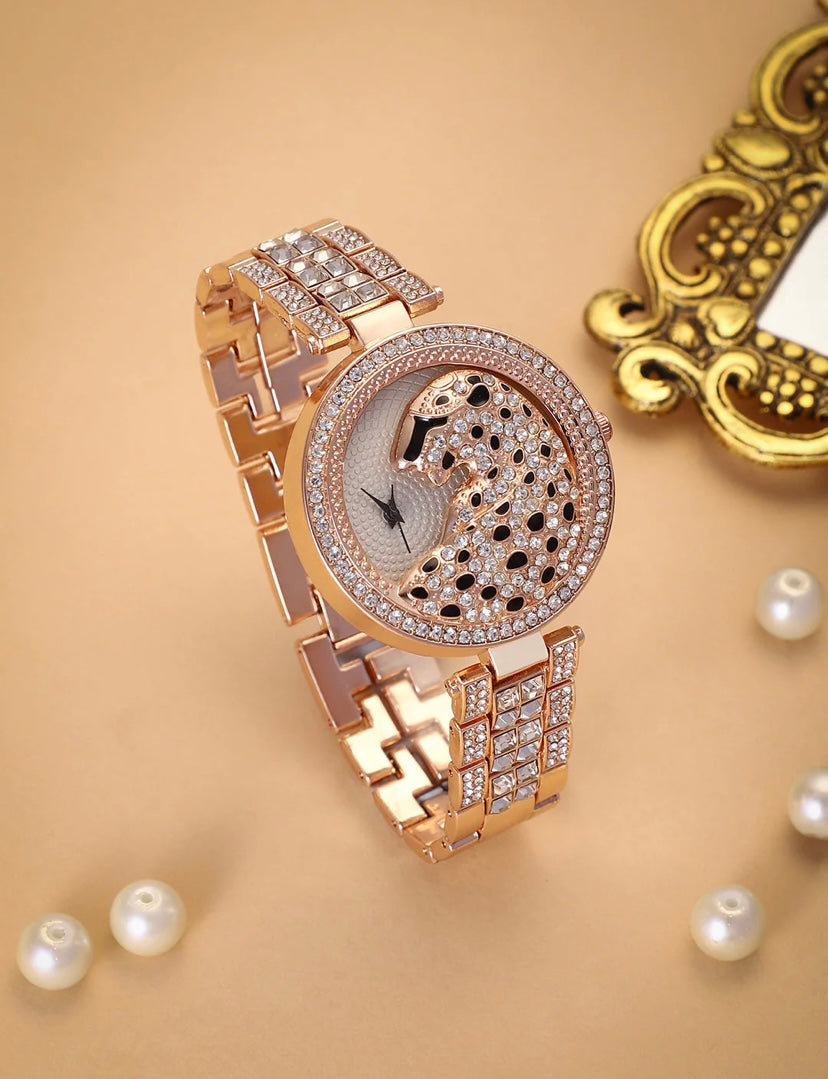 The Bijou Jaguar Round Watch - Rose Gold