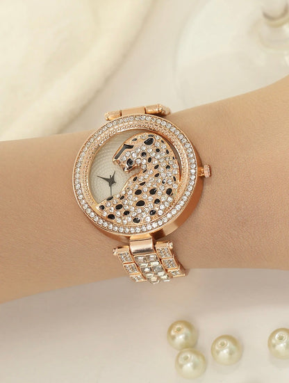 The Bijou Jaguar Round Watch - Rose Gold