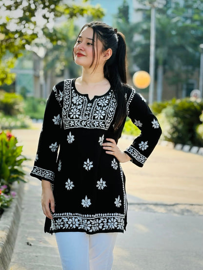Bani Chikankari Rayon Short kurtiii