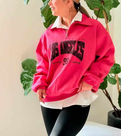 Women’s  NYC Oversized Sweatshirt with Half-Zip Collar