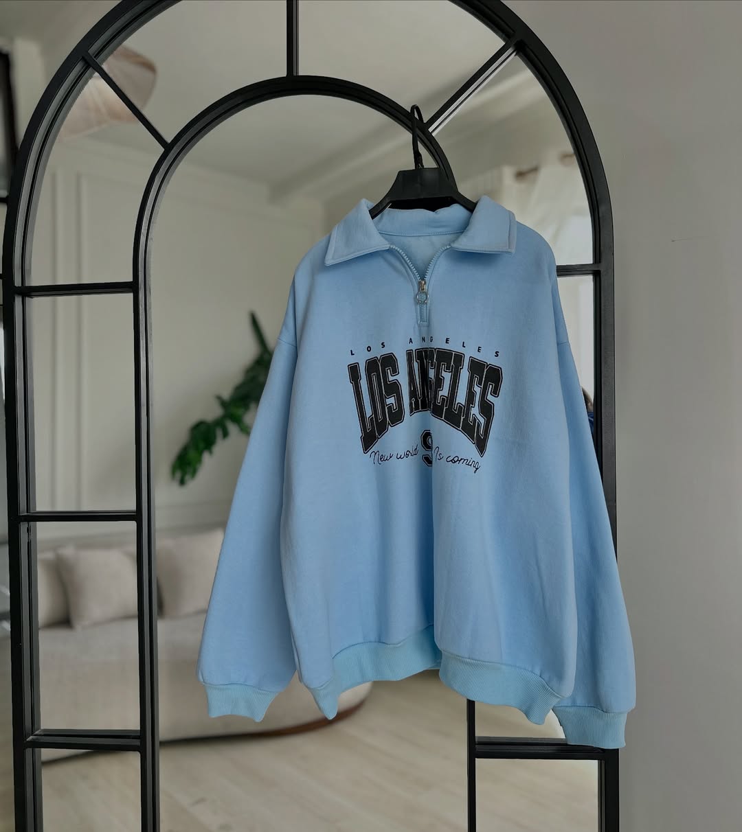 Women’s  Oversized Sweatshirt with Half-Zip Collar