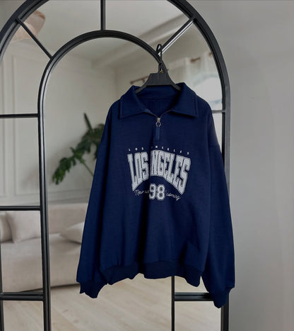 Women’s  NYC Oversized Sweatshirt with Half-Zip Collar