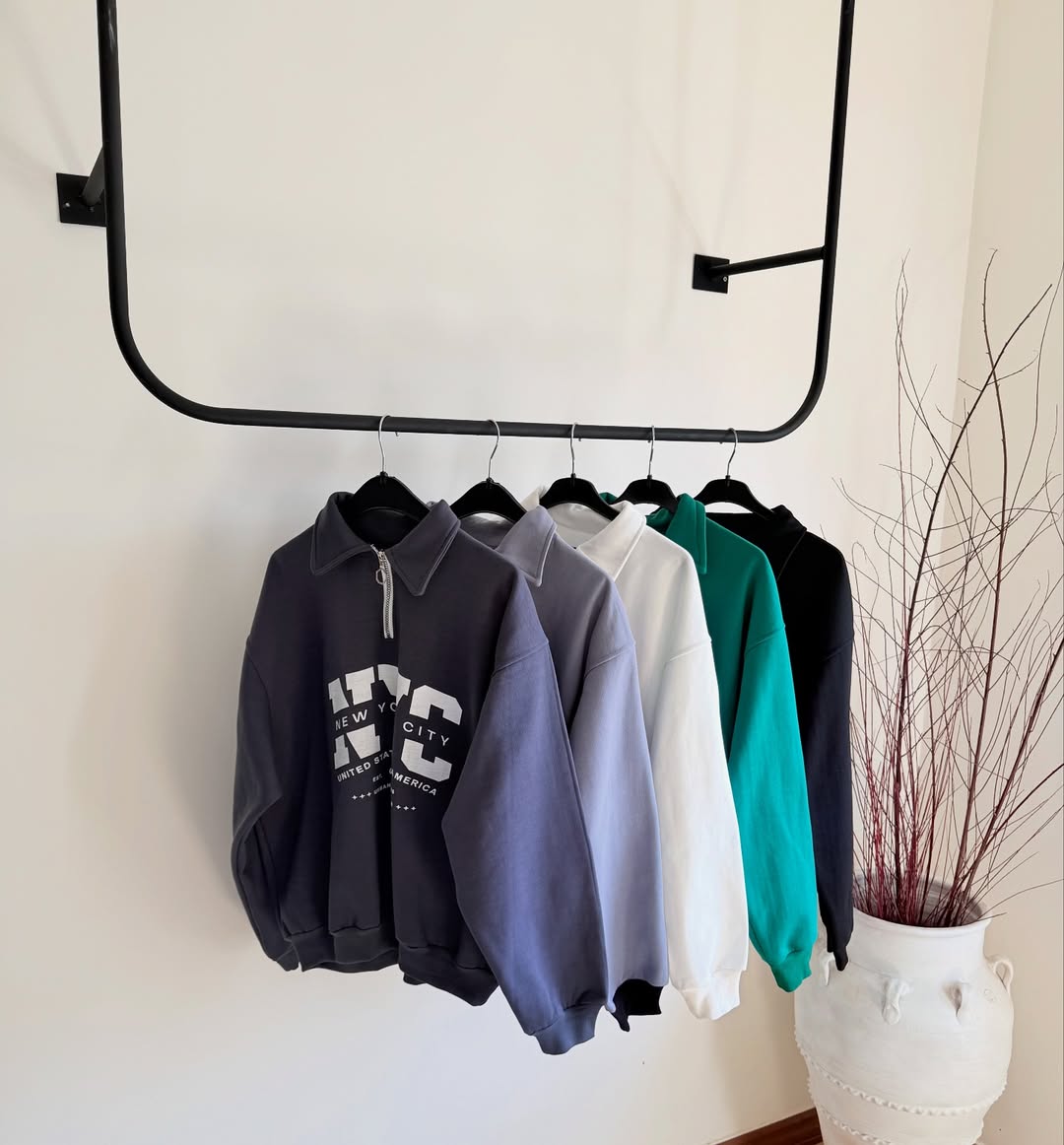 Women’s  NYC Oversized Sweatshirt with Half-Zip Collar