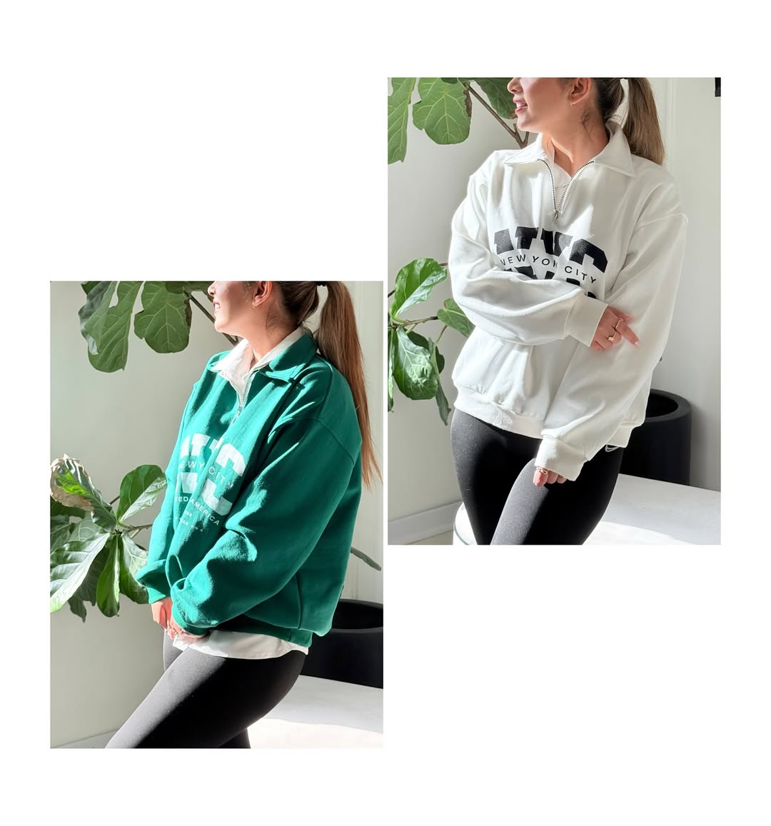 Women’s  NYC Oversized Sweatshirt with Half-Zip Collar