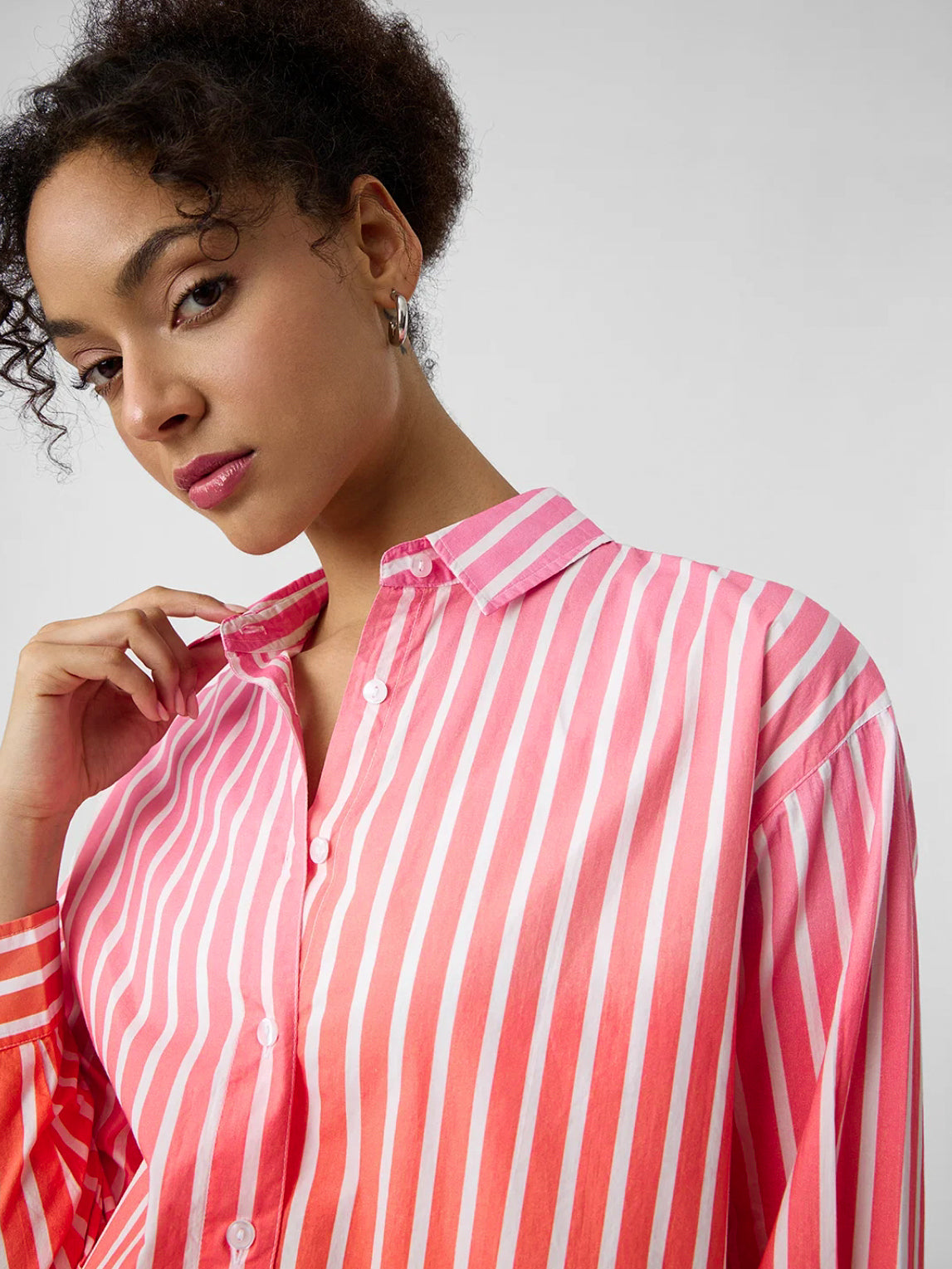 Ombre Stripes: Nectarine Women Boyfriend Shirts